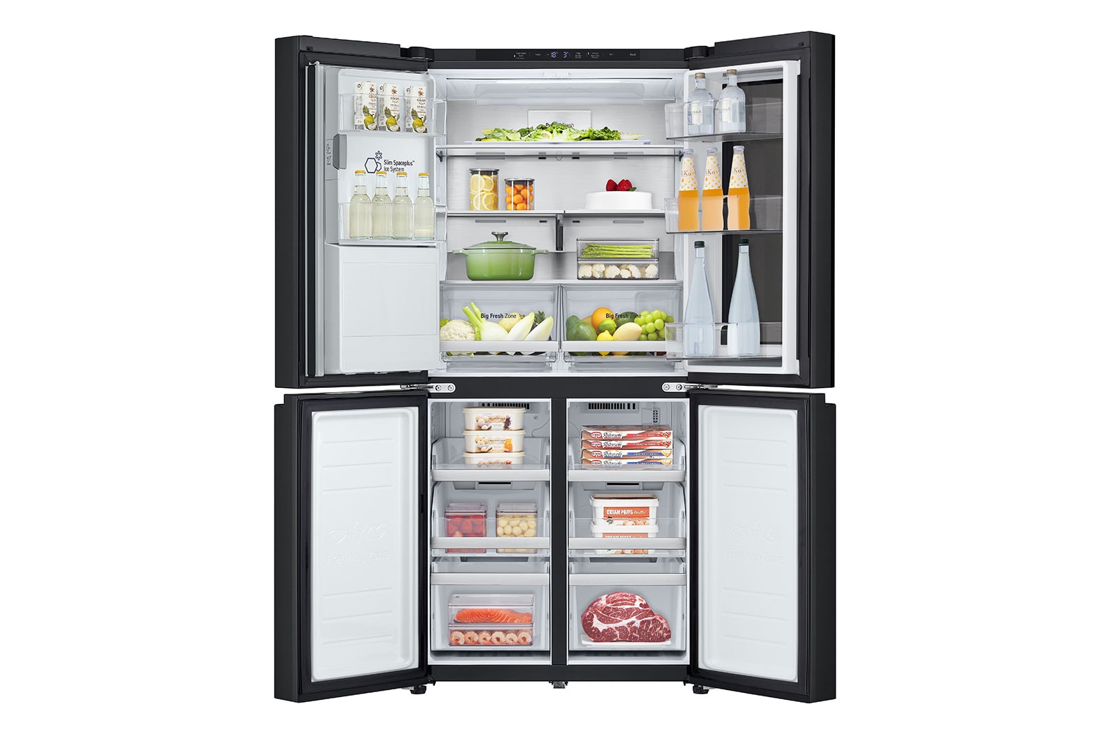 LG InstaView ? Négyajtós h?t?szekrény, DoorCooling?? és ThinQ? technológia, 508L kapacitás, GMG860EPBE