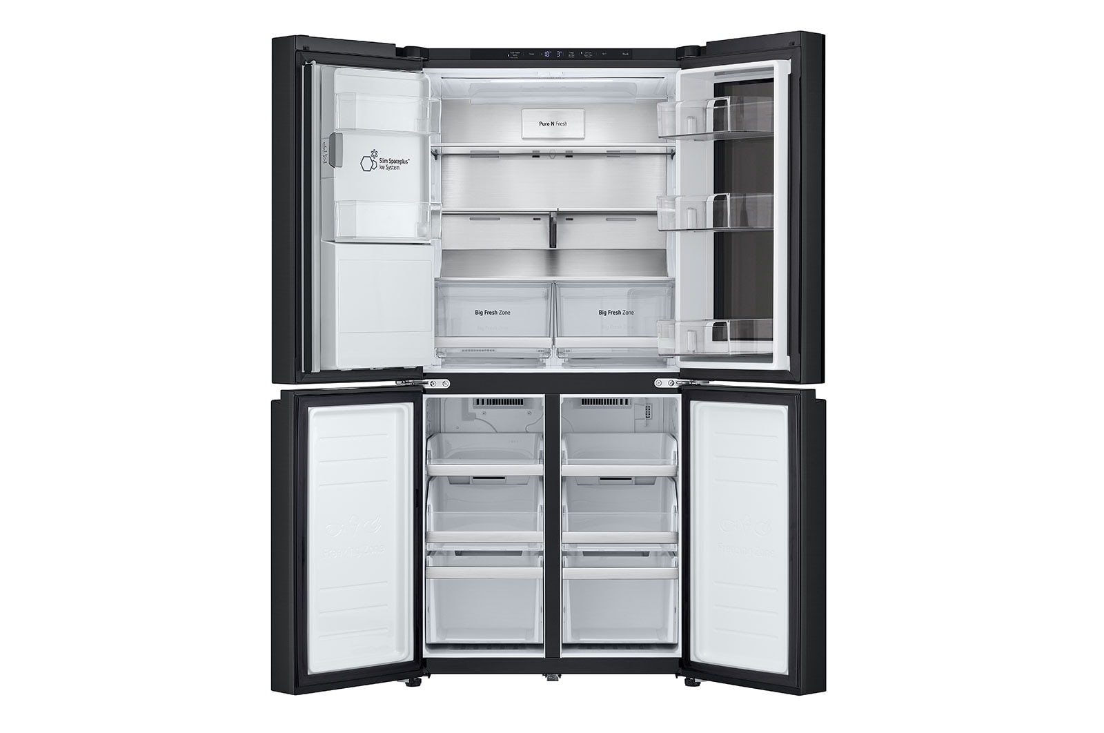 LG InstaView ? Négyajtós h?t?szekrény, DoorCooling?? és ThinQ? technológia, 508L kapacitás, GMG860EPBE