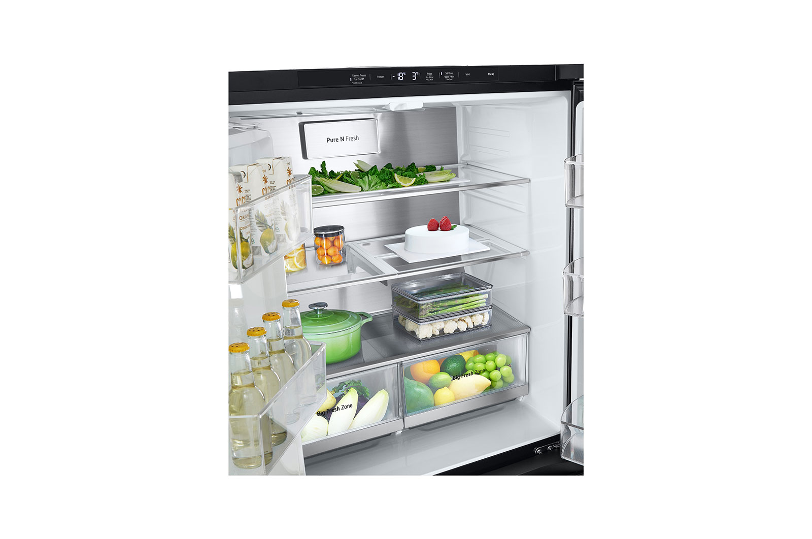 LG InstaView ? Négyajtós h?t?szekrény, DoorCooling?? és ThinQ? technológia, 508L kapacitás, GMG860EPBE