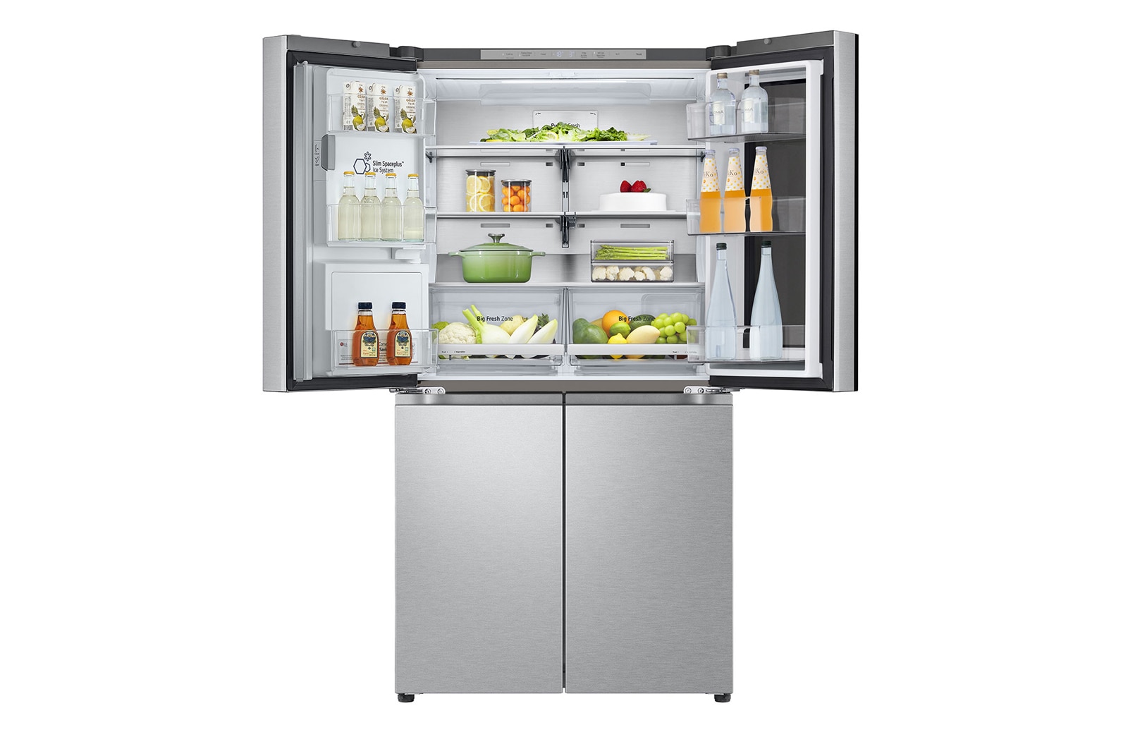 LG InstaView? Négyajtós h?t?szekrény DoorCooling??, Craft Ice? és ThinQ? technológia, 638L kapacitás, GMG960MBEE