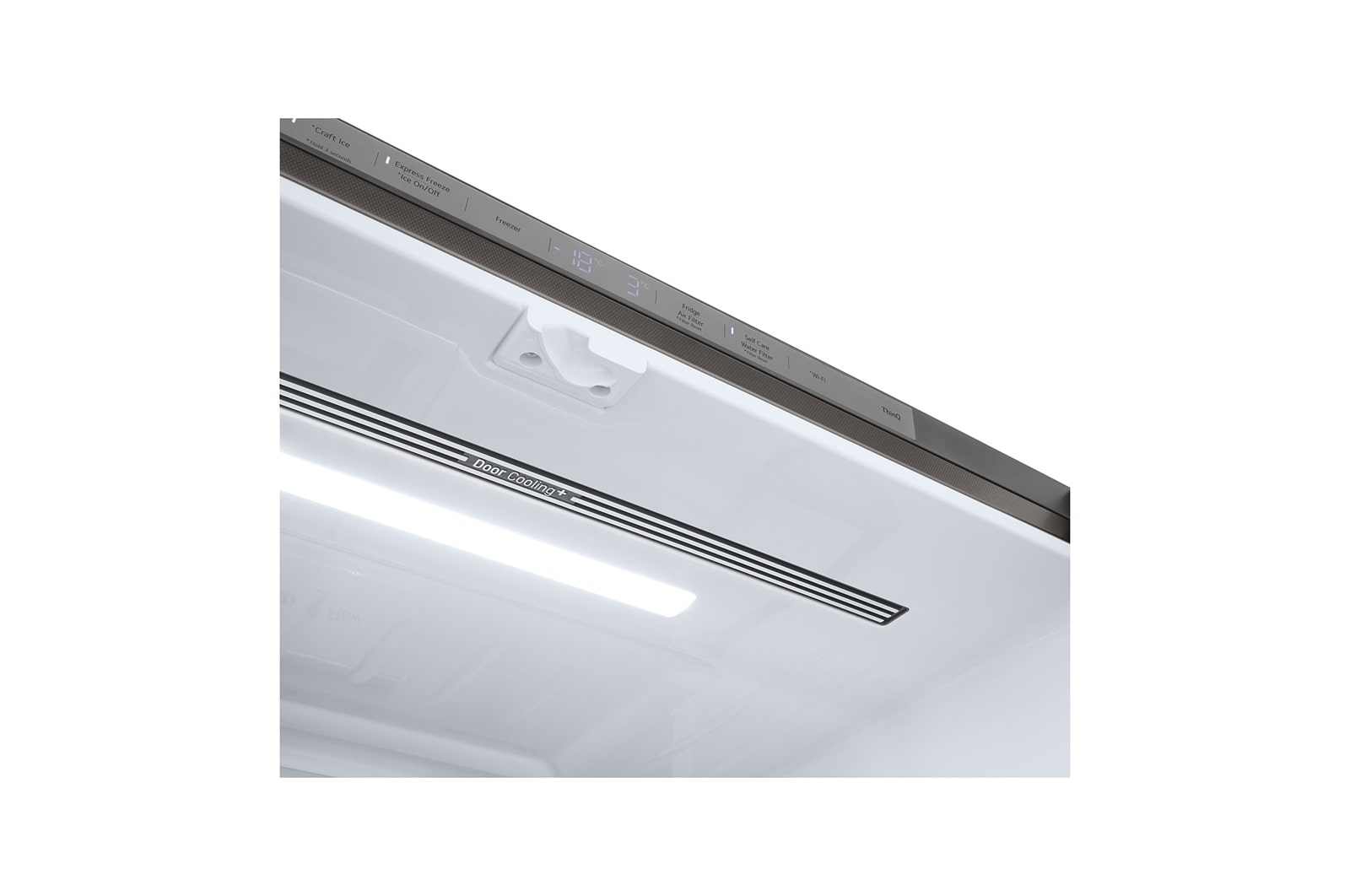 LG InstaView? Négyajtós h?t?szekrény DoorCooling??, Craft Ice? és ThinQ? technológia, 638L kapacitás, GMG960MBEE