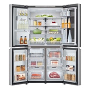 LG InstaView? Négyajtós h?t?szekrény DoorCooling??, Craft Ice? és ThinQ? technológia, 638L kapacitás, GMG960MBEE