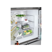 LG InstaView? Négyajtós h?t?szekrény DoorCooling??, Craft Ice? és ThinQ? technológia, 638L kapacitás, GMG960MBEE