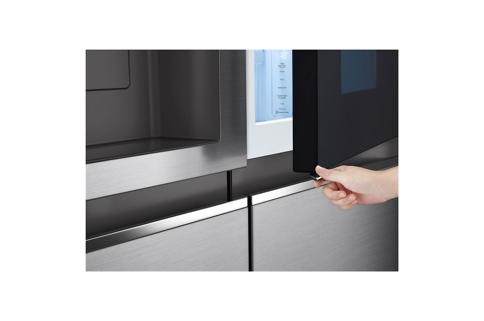 LG InstaView Door-in-Door? Side-by-Side h?t?szekrény DoorCooling<sup>+</sup>? és ThinQ? technológia, 635L kapacitás, GSXV80PZLE