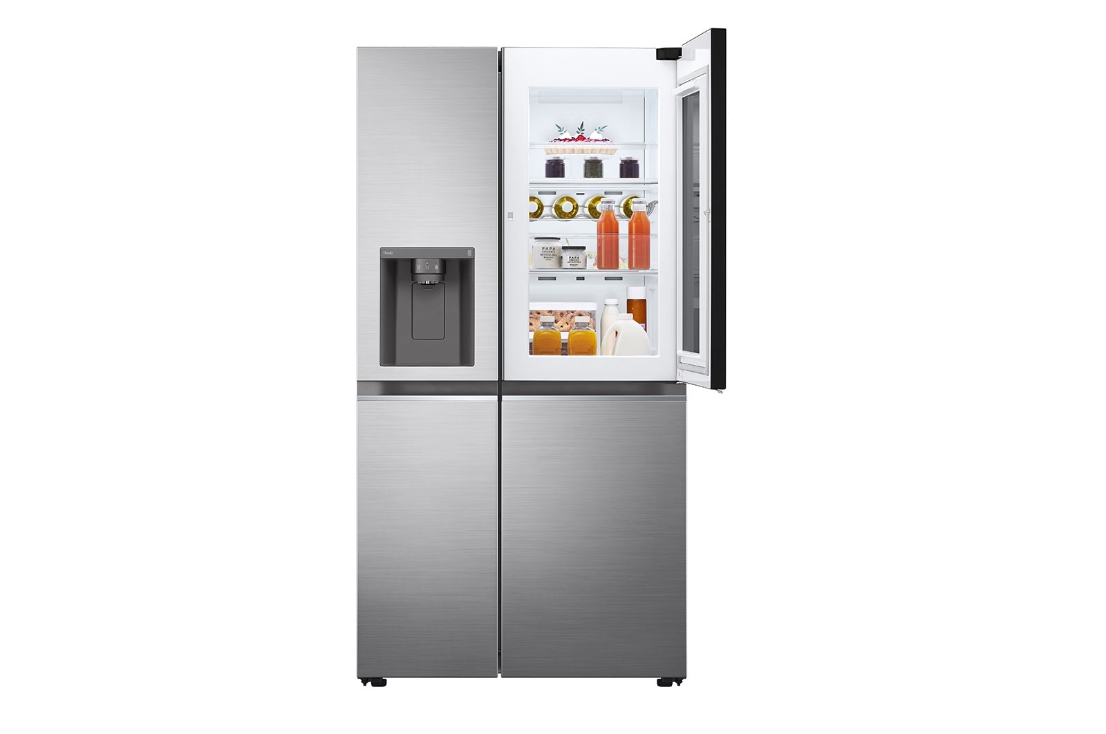 LG InstaView Door-in-Door? Side-by-Side h?t?szekrény DoorCooling<sup>+</sup>? és ThinQ? technológia, 635L kapacitás, GSXV80PZLE