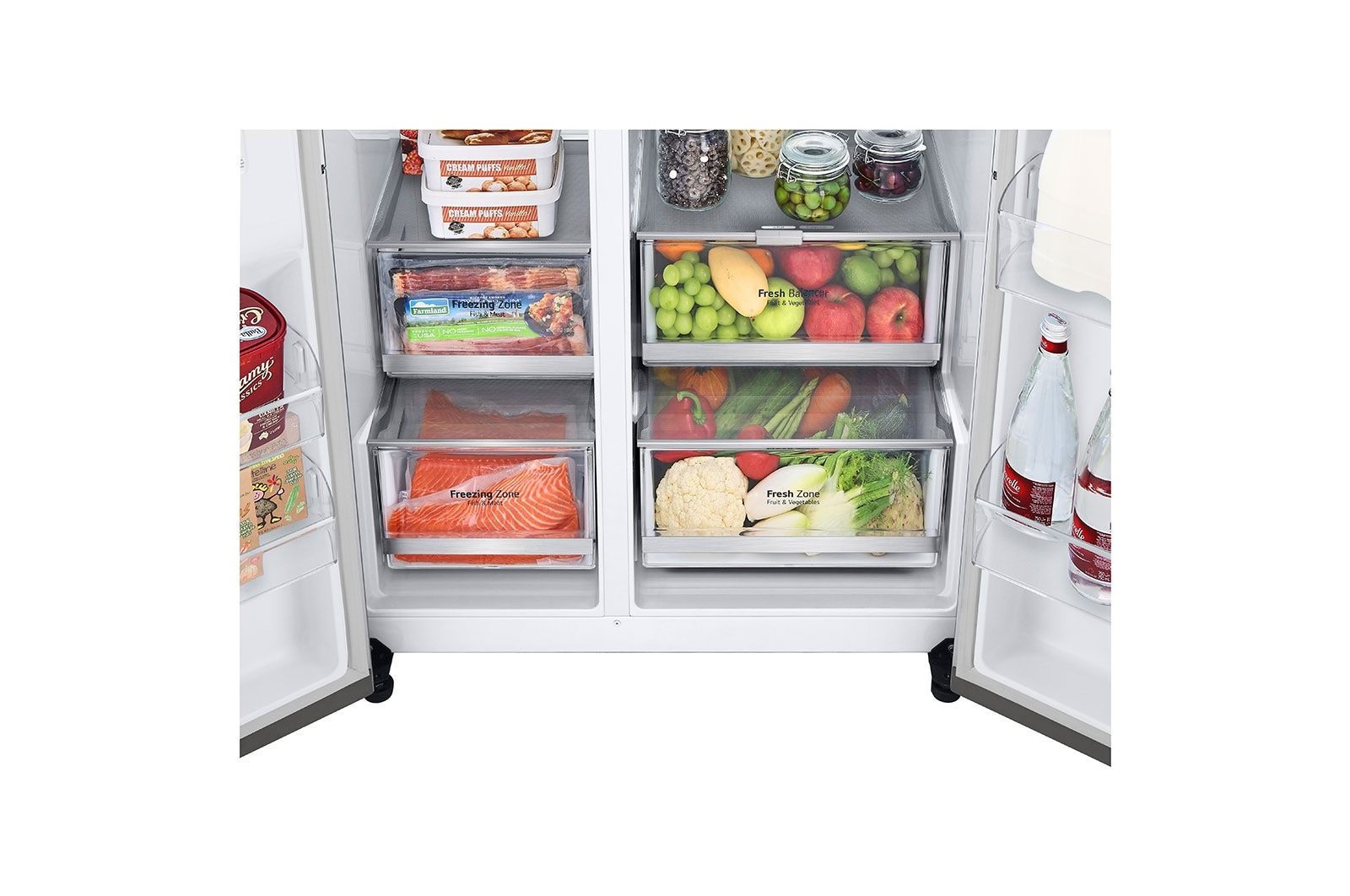 LG InstaView Door-in-Door? Side-by-Side h?t?szekrény DoorCooling<sup>+</sup>? és ThinQ? technológia, 635L kapacitás, GSXV80PZLE