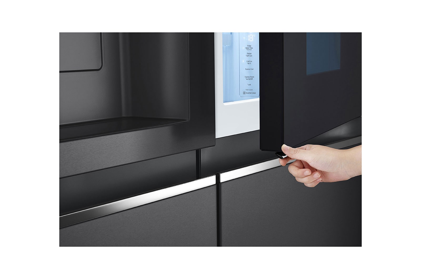 LG InstaView Door-in-Door? Side-by-Side h?t?szekrény DoorCooling+?, Craft Ice? és ThinQ? technológia, 635L kapacitás, GSXV90MCDE