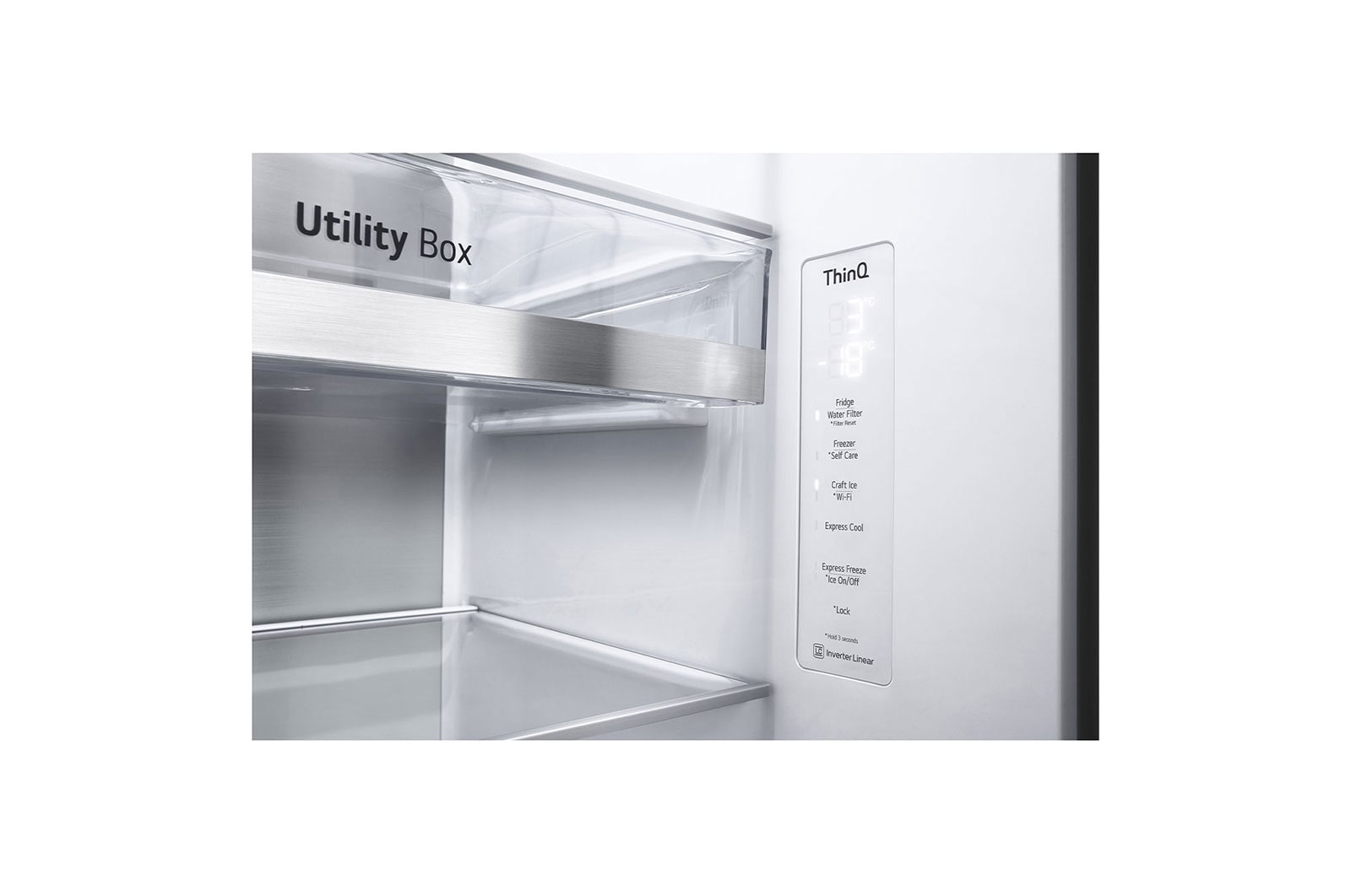 LG InstaView Door-in-Door? Side-by-Side h?t?szekrény DoorCooling+?, Craft Ice? és ThinQ? technológia, 635L kapacitás, GSXV90MCDE
