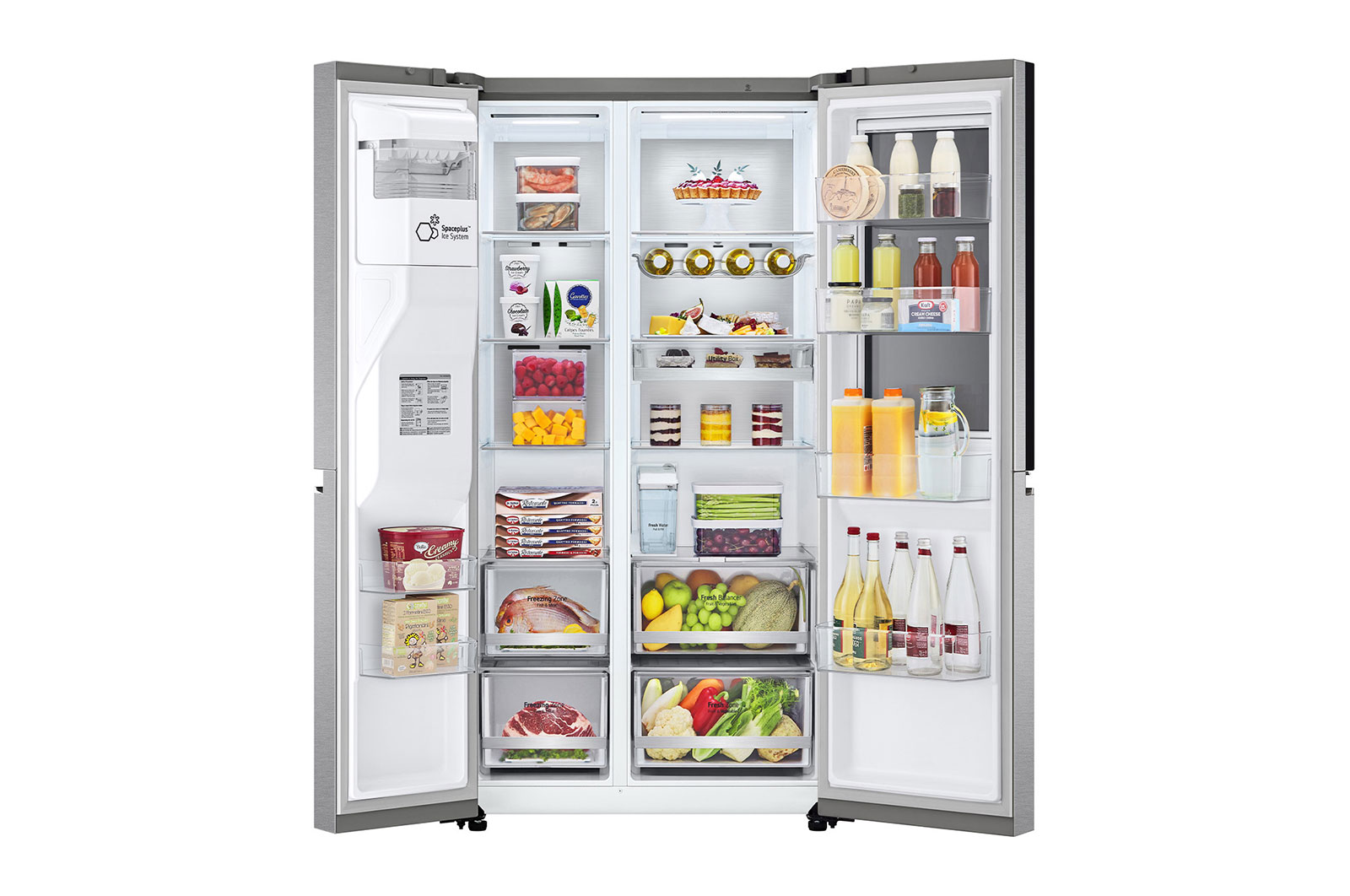 LG InstaView Door-in-Door? Side-by-Side h?t?szekrény DoorCooling<sup>+</sup>? és ThinQ? technológia, 635L kapacitás, GSXV91MBAE