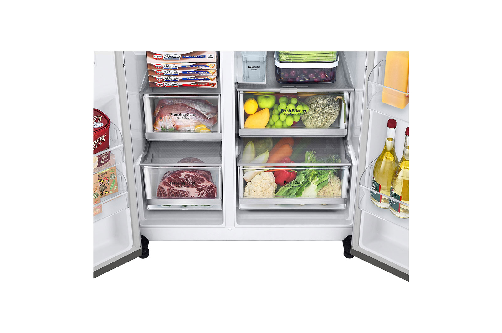 LG InstaView Door-in-Door? Side-by-Side h?t?szekrény DoorCooling<sup>+</sup>? és ThinQ? technológia, 635L kapacitás, GSXV91MBAE