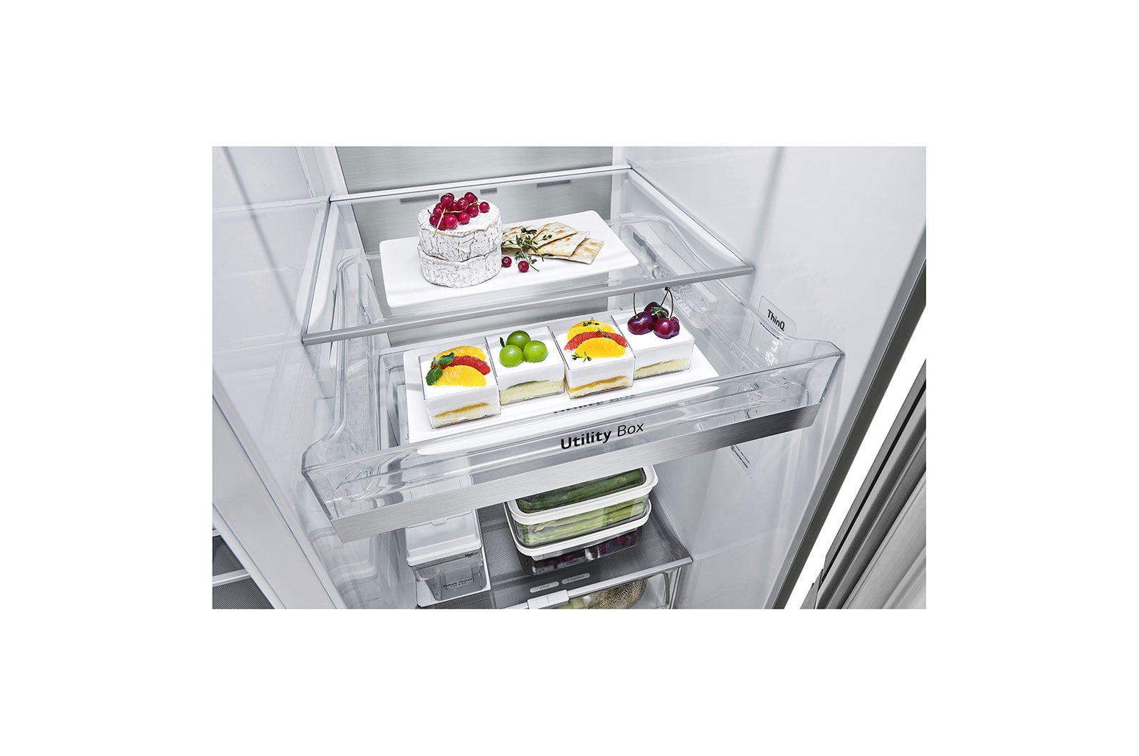 LG InstaView Door-in-Door? Side-by-Side h?t?szekrény DoorCooling<sup>+</sup>? és ThinQ? technológia, 635L kapacitás, GSXV91MBAE