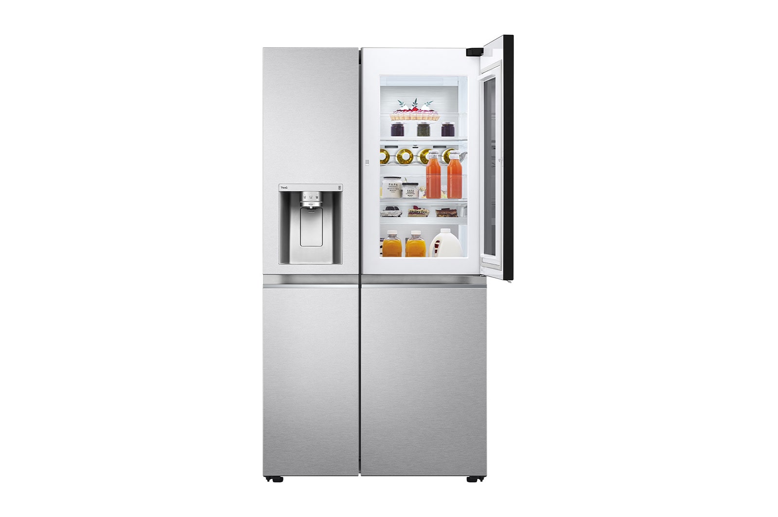 LG InstaView Door-in-Door? Side-by-Side h?t?szekrény DoorCooling<sup>+</sup>? és ThinQ? technológia, 635L kapacitás, GSXV91MBAE