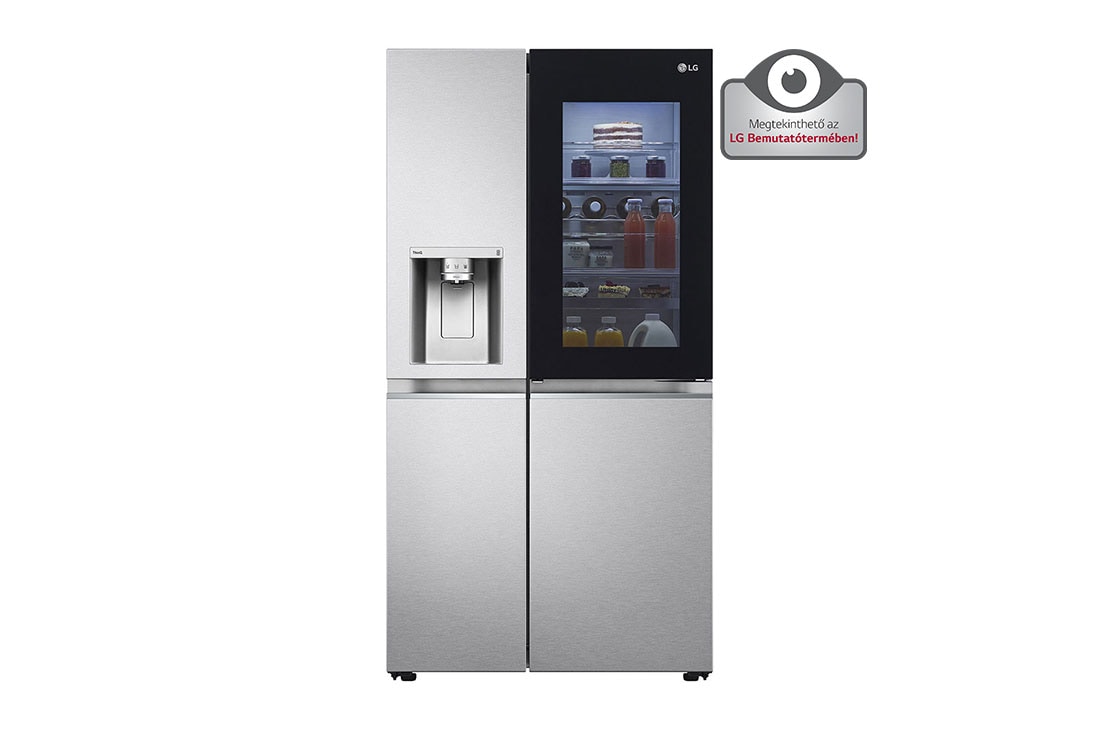 LG InstaView Door-in-Door? Side-by-Side h?t?szekrény DoorCooling<sup>+</sup>? és ThinQ? technológia, 635L kapacitás, GSXV91MBAE