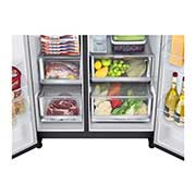 LG InstaView Door-in-Door? Side-by-Side h?t?szekrény DoorCooling<sup>+</sup>? és ThinQ? technológia, 635L kapacitás, GSXV91MCAE