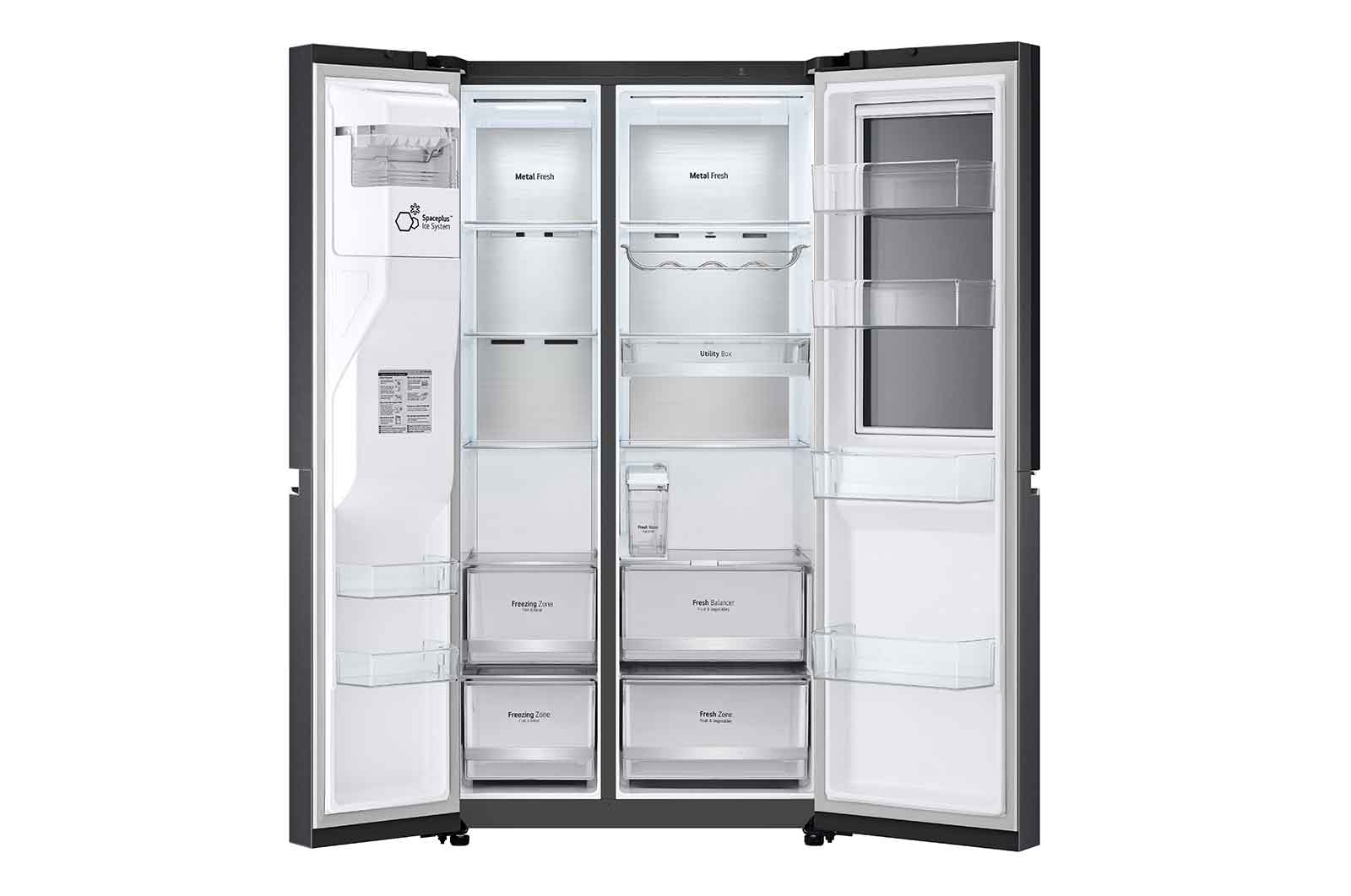 LG InstaView Door-in-Door? Side-by-Side h?t?szekrény DoorCooling<sup>+</sup>? és ThinQ? technológia, 635L kapacitás, GSXV91MCAE