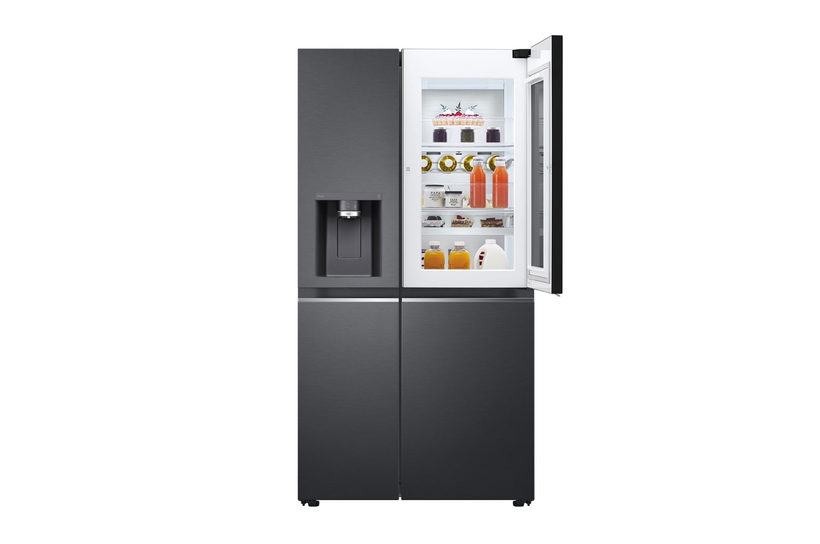 LG InstaView Door-in-Door? Side-by-Side h?t?szekrény DoorCooling<sup>+</sup>? és ThinQ? technológia, 635L kapacitás, GSXV91MCAE