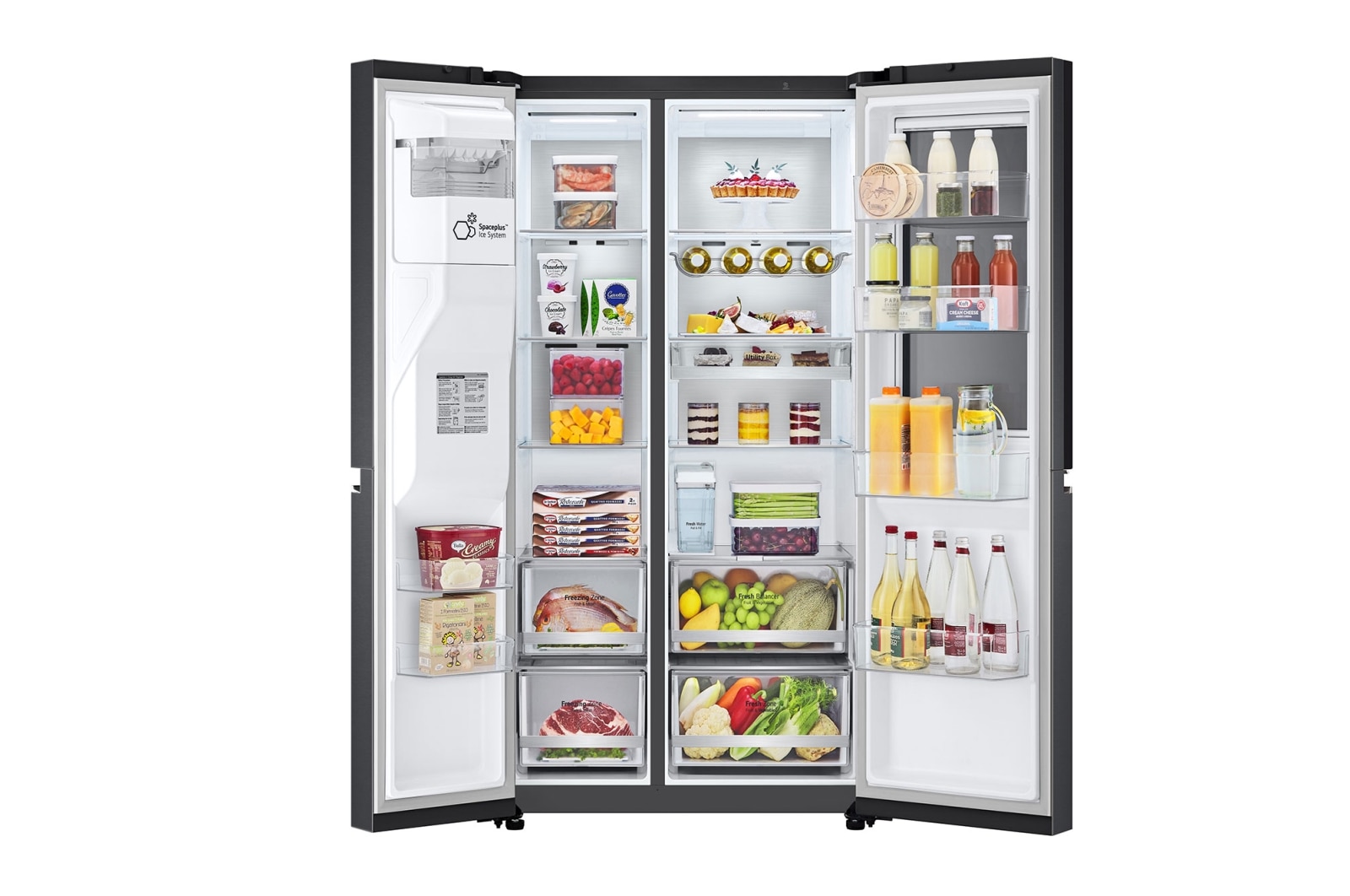 LG InstaView Door-in-Door? Side-by-Side h?t?szekrény DoorCooling<sup>+</sup>? és ThinQ? technológia, 635L kapacitás, GSXV91MCAE
