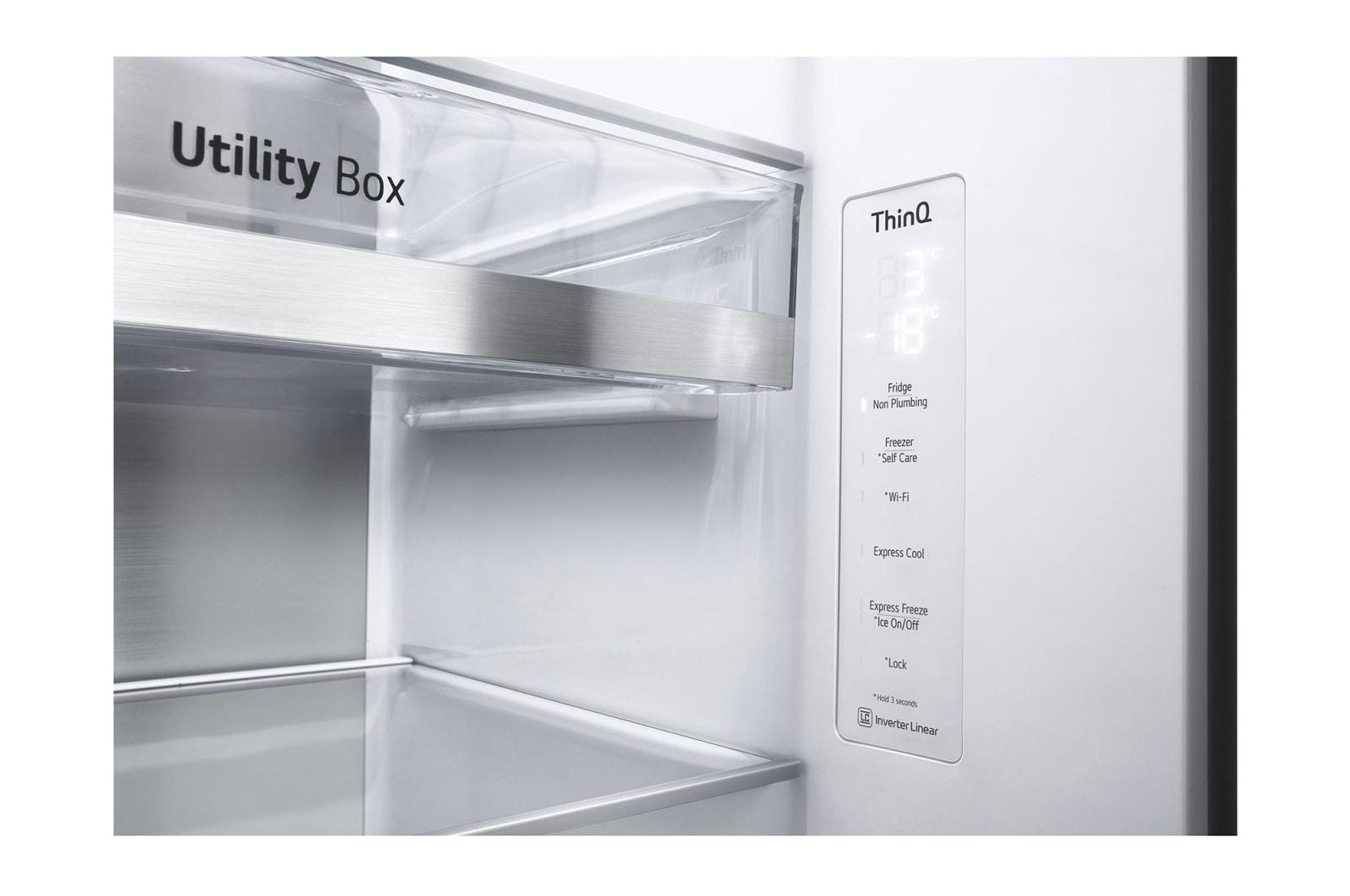 LG InstaView Door-in-Door? Side-by-Side h?t?szekrény DoorCooling<sup>+</sup>? és ThinQ? technológia, 635L kapacitás, GSXV91MCAE
