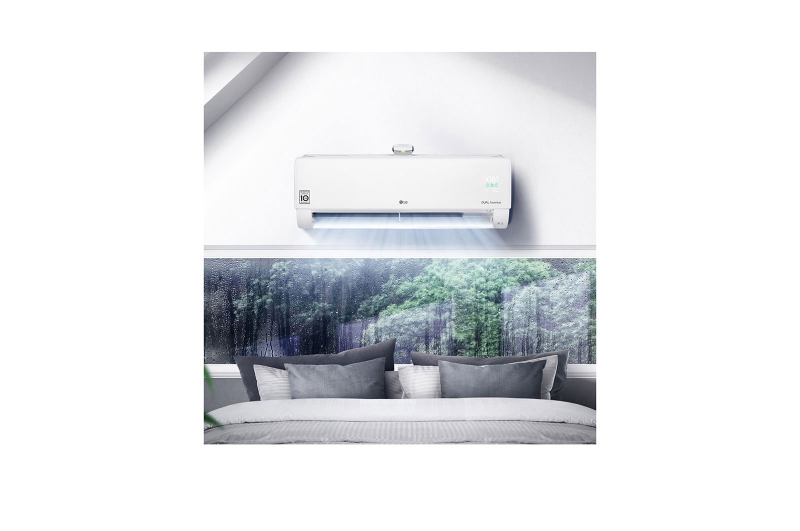 LG DUALCOOL & PURE légkondicionáló légtisztítással, légsz?r? funkcióval, új DUAL Inverter kompresszorral (10 év garancia), wi-fi vezérléssel, R32, 3,5 kW,fehér, AP12RK