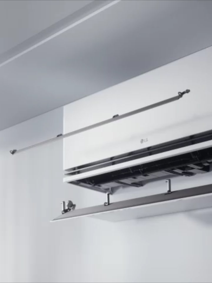 LG légkondicionáló kétlapátos technológiával, mely a nagyobb h?tési és f?tési hatékonyság érdekében irányítja a légáramlást.