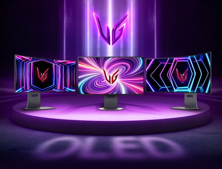 Bemutatjuk az LG UltraGear OLED gaming monitorokat, beleértve az ívelt monitorokat is. Az LG UltraGear OLED változatos gaming monitorait neonfénnyel megvilágított emblémája mellett ábrázoltuk, bemutatva útt?r? technológiai fejl?désünket.