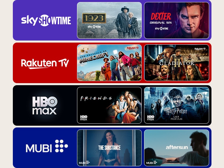 Népszer? streaming szolgáltatások logói utalnak s streaming tartalmak sokszín? választékára az LG Smart TV-n.