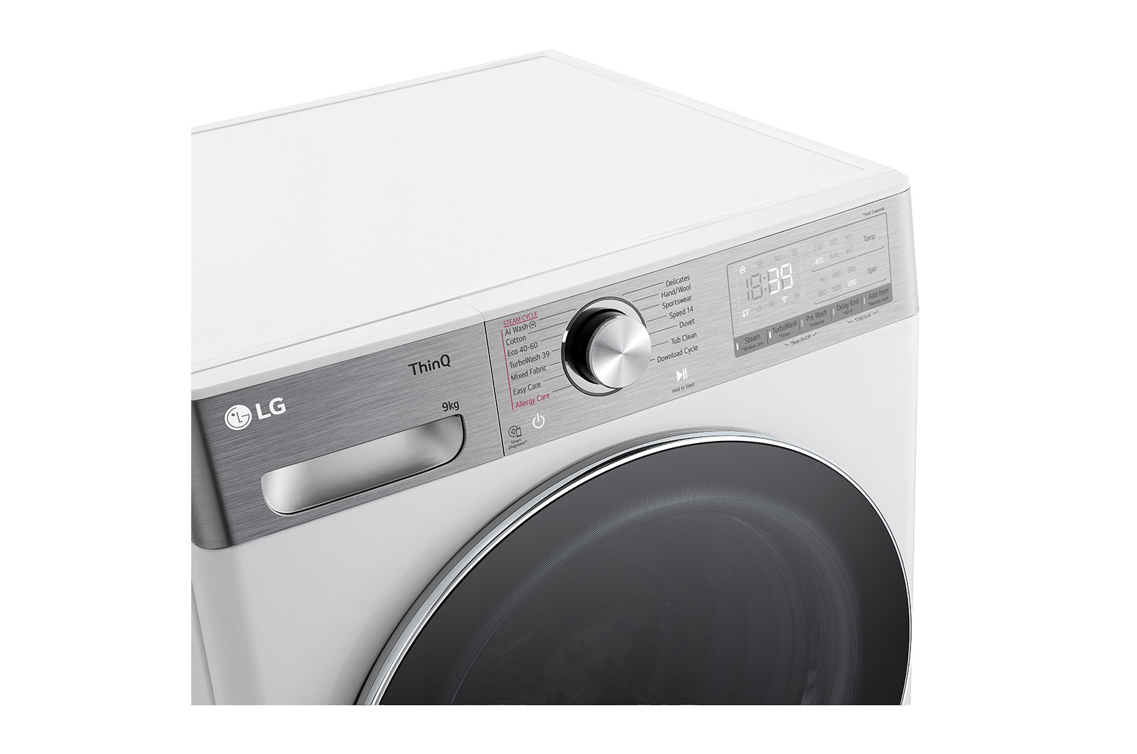 LG 9 kg, max. 1200 ford./perc, G?zmosógép, TurboWash?360, AI DD? és WiFi funkció, Keskeny kialakítás, F2WR909P3W