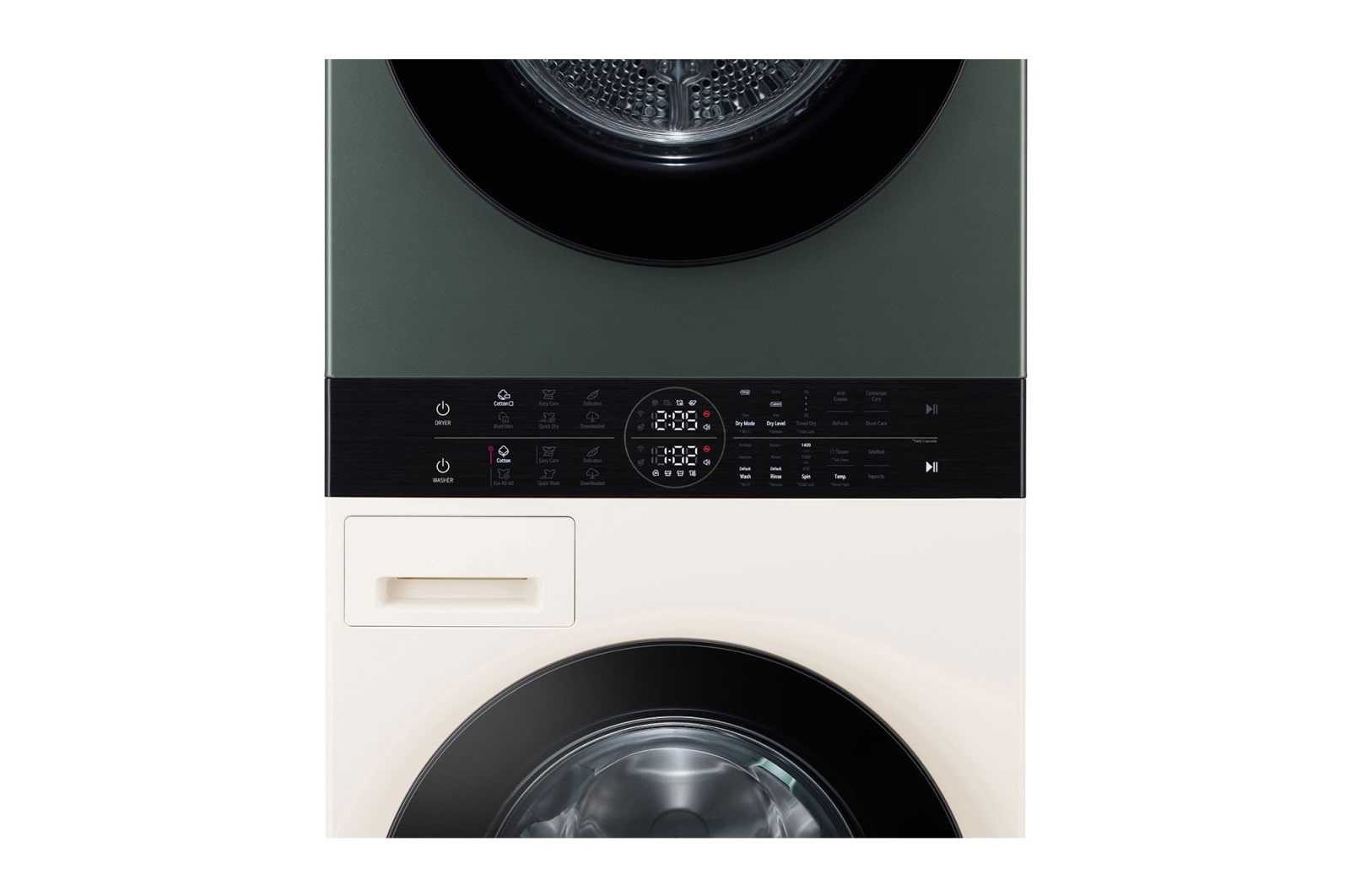 LG  WashTower?, 12/10 kg, max. 1400 ford./perc,  Steam?, TurboWash?360?, Automatikus kondenzátortisztítás és ThinQ? WiFi funkció, WT1210EGF