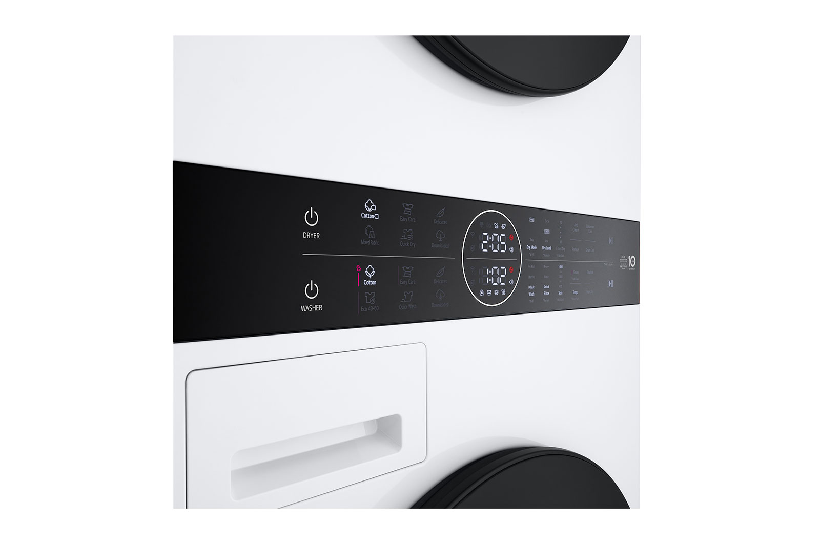 LG  WashTower?, 12/10 kg, max. 1400 ford./perc, Steam?, TurboWash?360, Automatikus kondenzátortisztítás és ThinQ? WiFi funkció, WT1210WWF