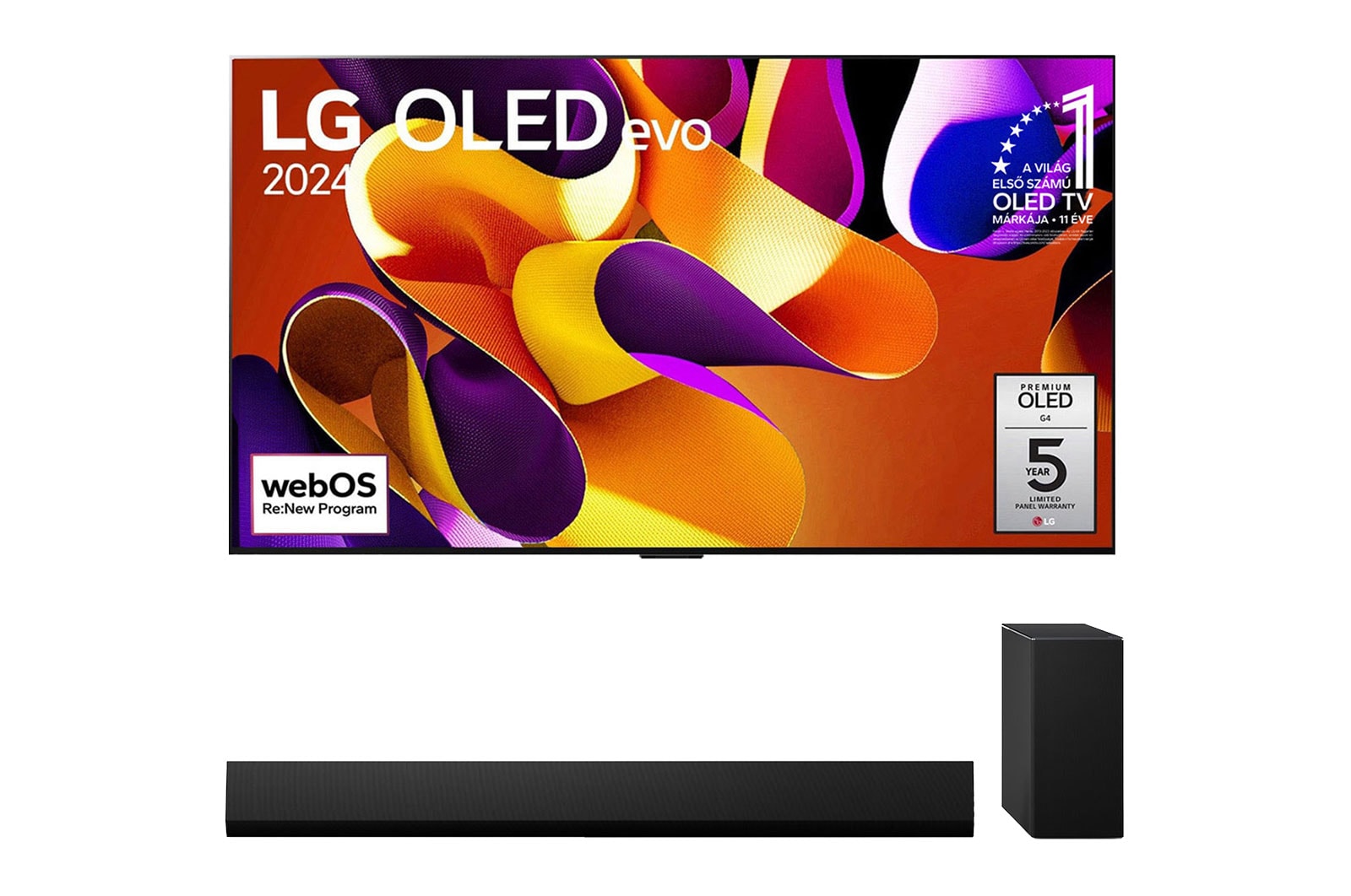 A(z) 55 colos LG OLED evo G4 4K Smart TV 2024 &#43; SG10TY Dolby Atmos 3.1 csatornás hangprojektor BOLED55G4LW el?lnézete