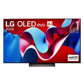 LG OLED evo AI TV, OLED C4 el?lnézete, 11 Years of world number 1 OLED embléma logó és webOS Re:New Program logó a képerny?n