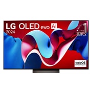 LG OLED evo AI TV, OLED C4 el?lnézete, 11 Years of world number 1 OLED embléma és webOS Re:New Program logó a képerny?n