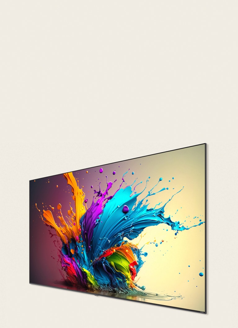 LG QNED85 képerny? színes grafikával.