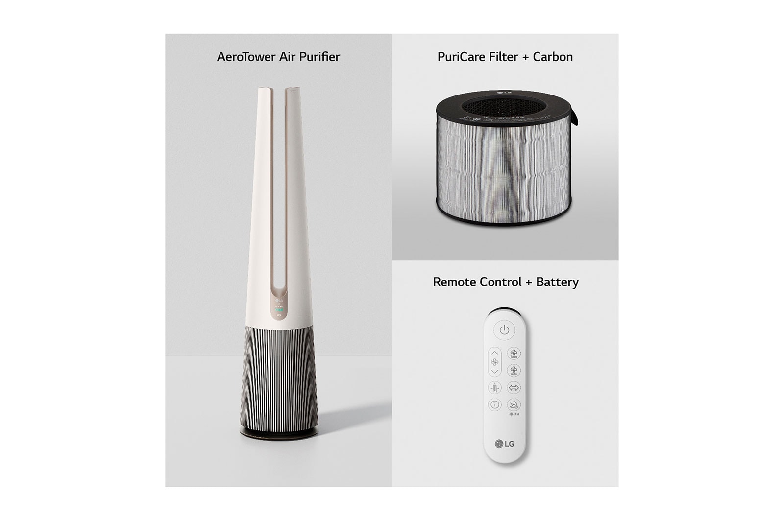 LG PuriCare AeroTower Air Purifying Fan : HEPA filter, UVnano? technology, PM 1.0 sensor, Ultra-Quiet, 3-way Airflow mode, LG ThinQ?, FS15GPBF0