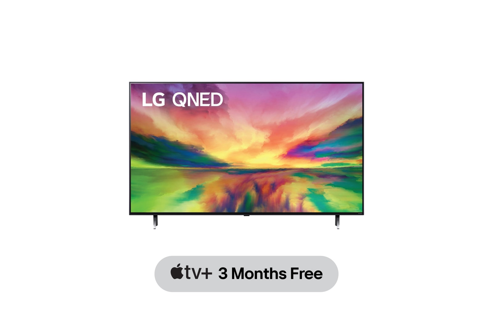 A front view of the LG QNED TV with infill image and product logo on