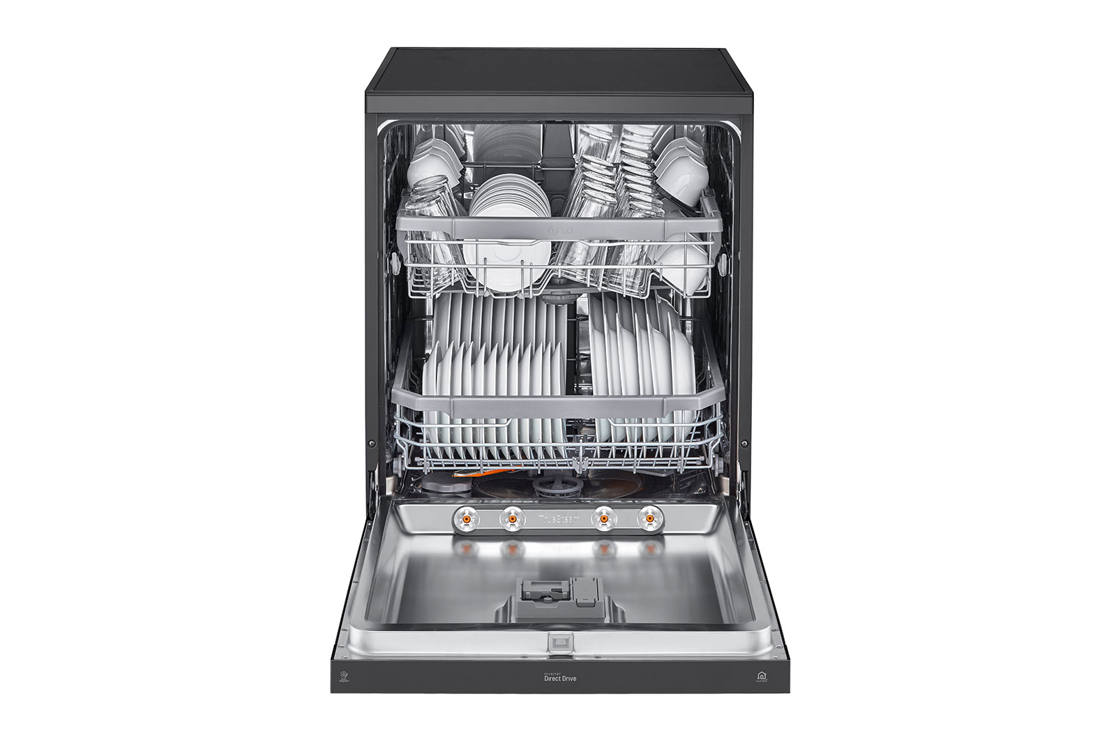 LG Dishwasher, TrueSteam?, 14 Place Settings, QuadWash?, EasyRack? Plus, ThinQ? (Wi-Fi), Direct Drive Motor, Matt Black, DFB424FM