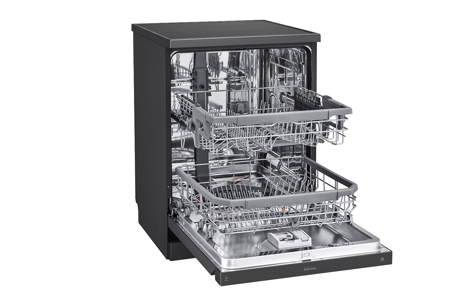 LG Dishwasher, TrueSteam?, 14 Place Settings, QuadWash?, EasyRack? Plus, ThinQ? (Wi-Fi), Direct Drive Motor, Matt Black, DFB424FM