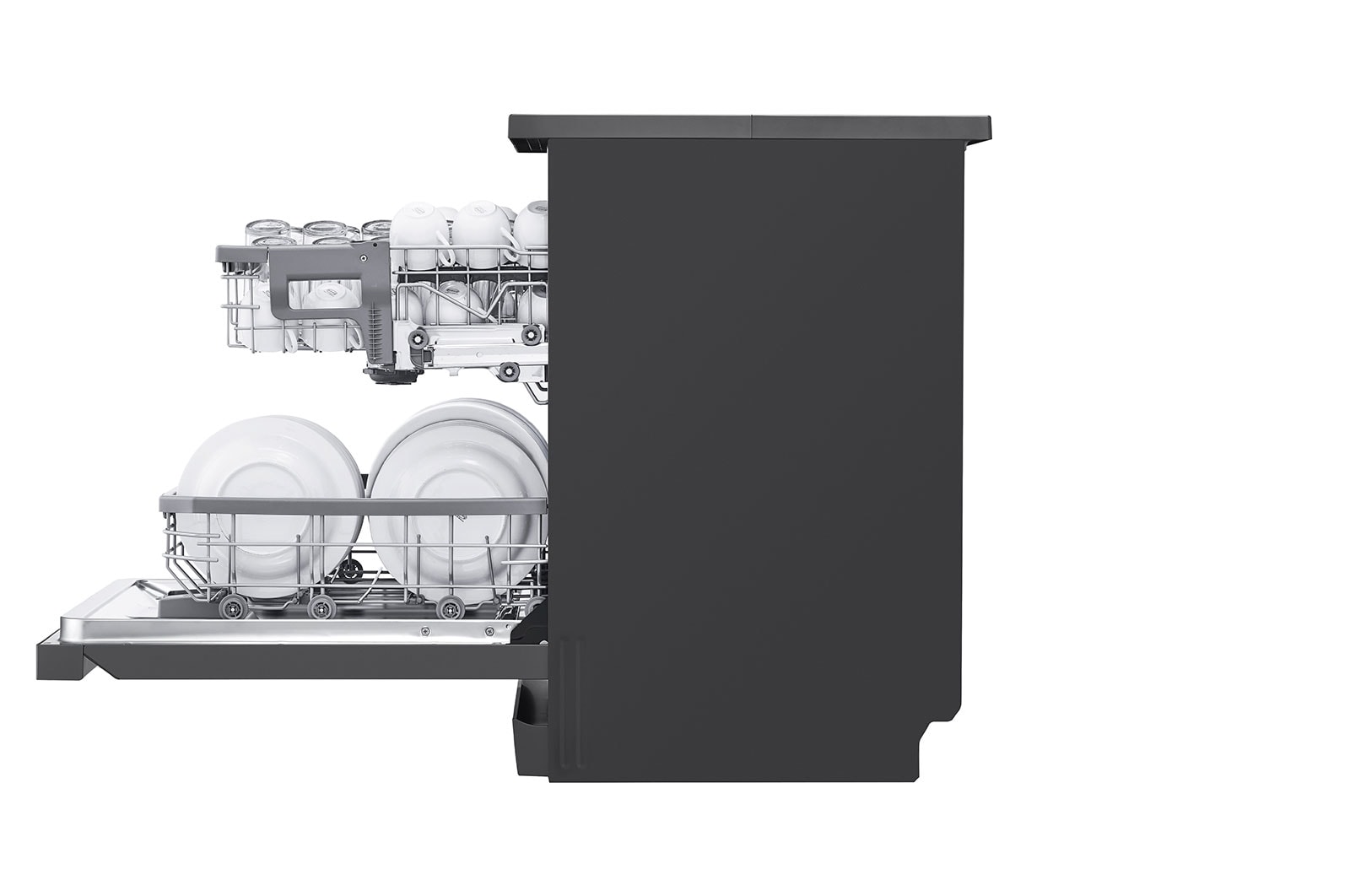 LG Dishwasher, TrueSteam?, 14 Place Settings, QuadWash?, EasyRack? Plus, ThinQ? (Wi-Fi), Direct Drive Motor, Matt Black, DFB424FM