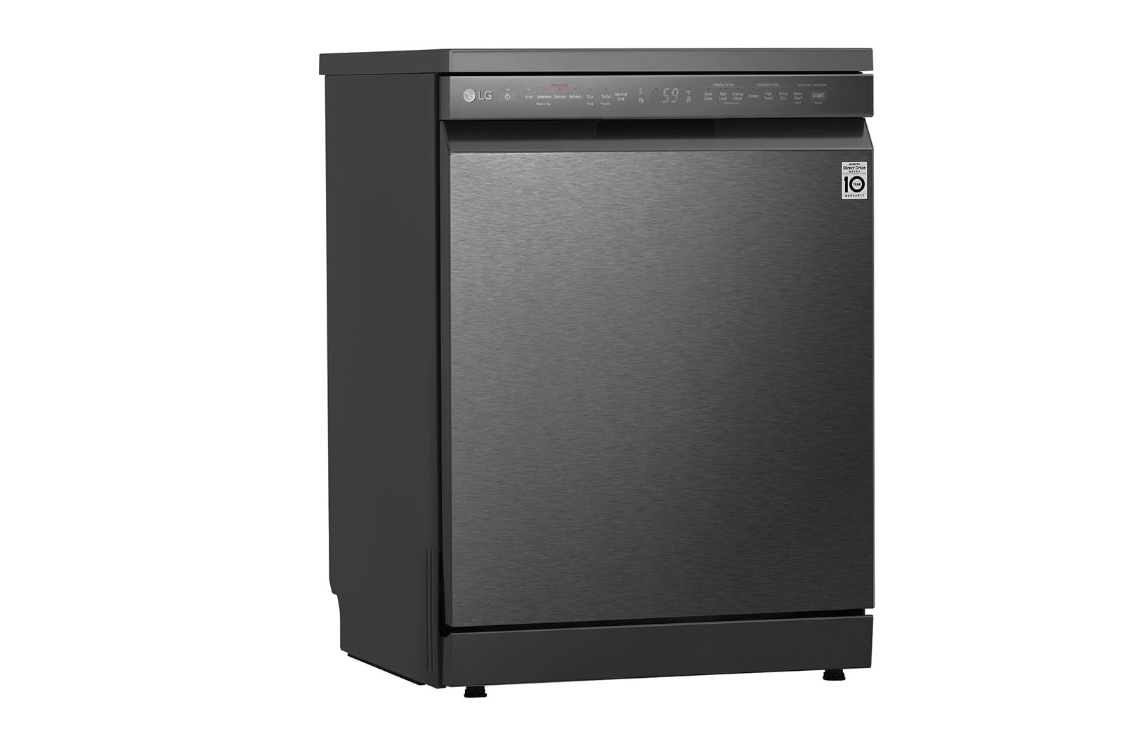LG Dishwasher, TrueSteam?, 14 Place Settings, QuadWash?, EasyRack? Plus, ThinQ? (Wi-Fi), Direct Drive Motor, Matt Black, DFB424FM