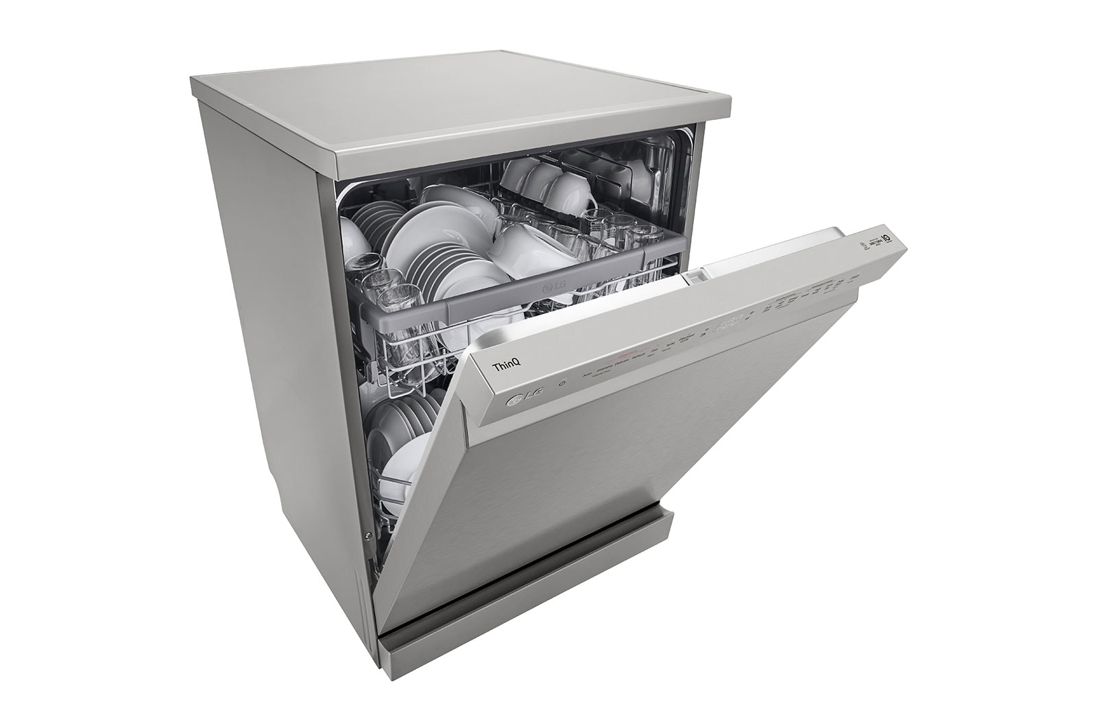 LG Dishwasher, TrueSteam?, 14 Place Settings, QuadWash?, EasyRack? Plus, ThinQ? (Wi-Fi), Inverter Direct Drive?, Silver, DFB532FP