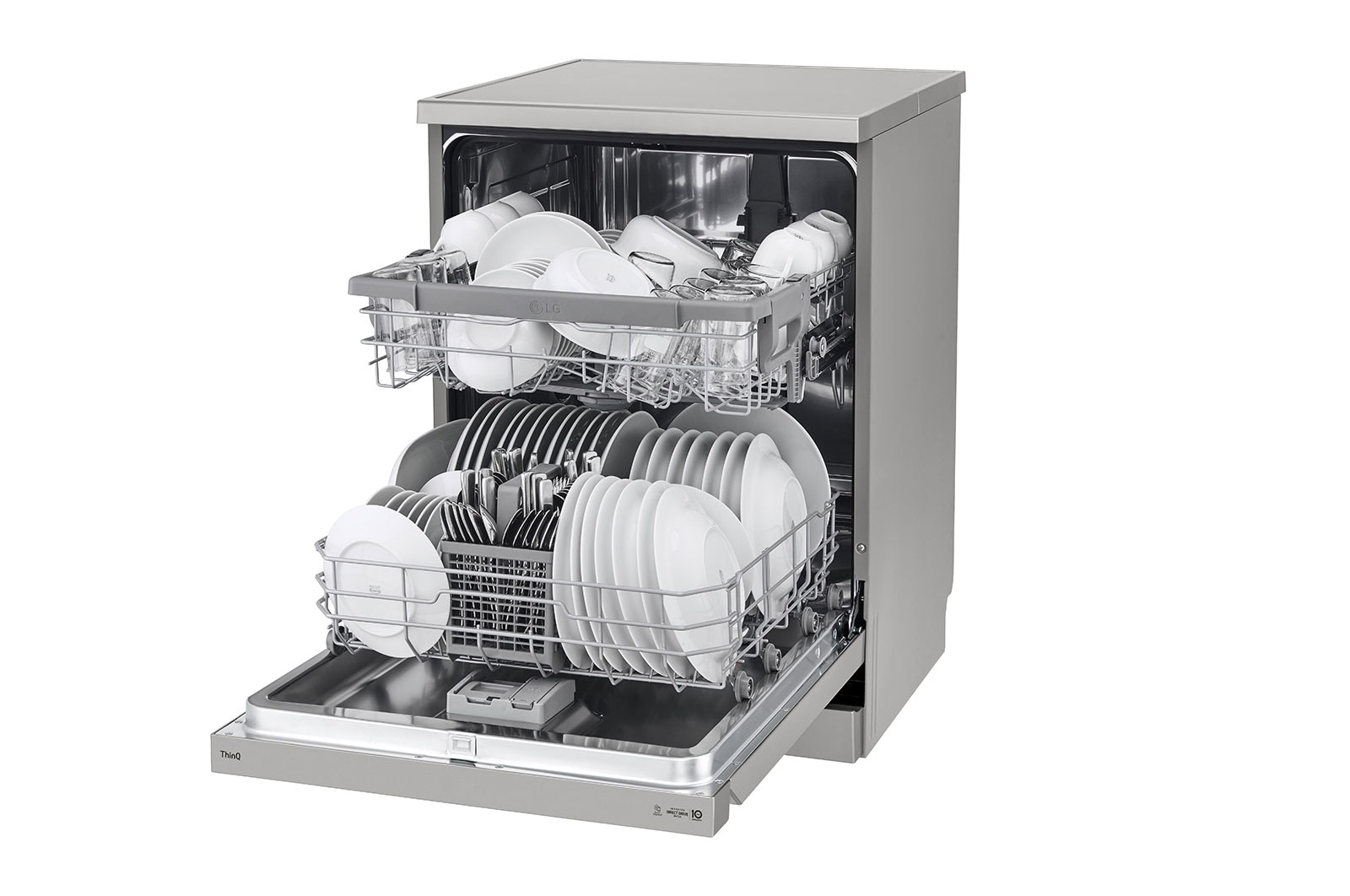 LG Dishwasher, TrueSteam?, 14 Place Settings, QuadWash?, EasyRack? Plus, ThinQ? (Wi-Fi), Inverter Direct Drive?, Silver, DFB532FP