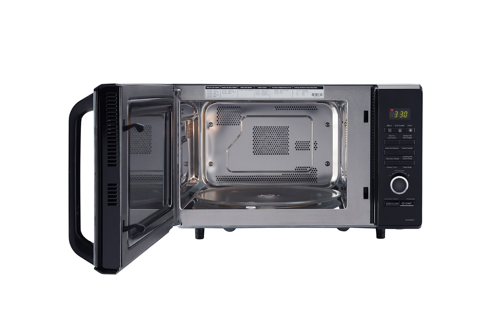 LG 28 L All-In-One Convection Microwave Oven with Diet Fry?, 251 Auto Cook Menu, Roti Basket, Health Plus Menu, Black, MC2886BHT