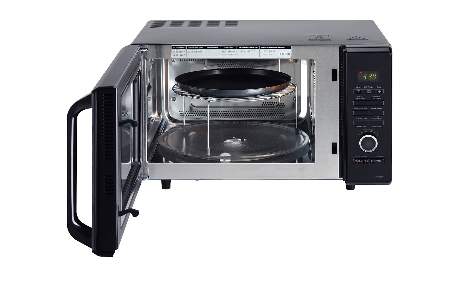 LG 28 L All-In-One Convection Microwave Oven with Diet Fry?, 251 Auto Cook Menu, Roti Basket, Health Plus Menu, Black, MC2886BHT