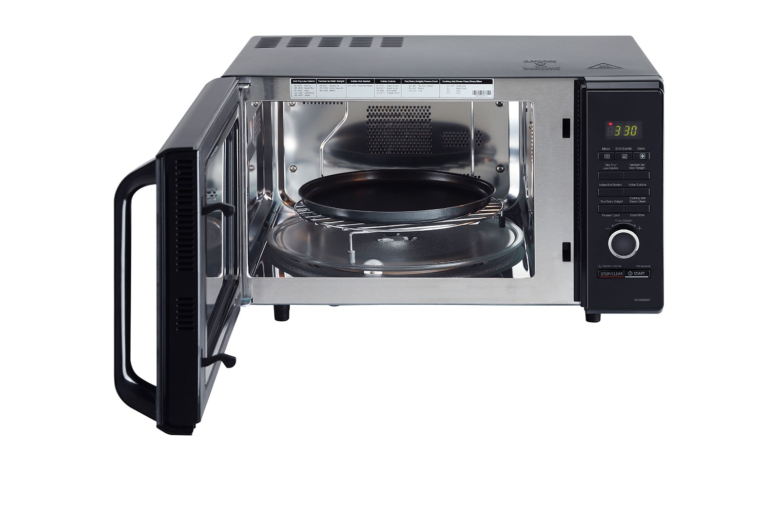 LG 28 L All-In-One Convection Microwave Oven with Diet Fry?, 251 Auto Cook Menu, Roti Basket, Health Plus Menu, Black, MC2886BHT