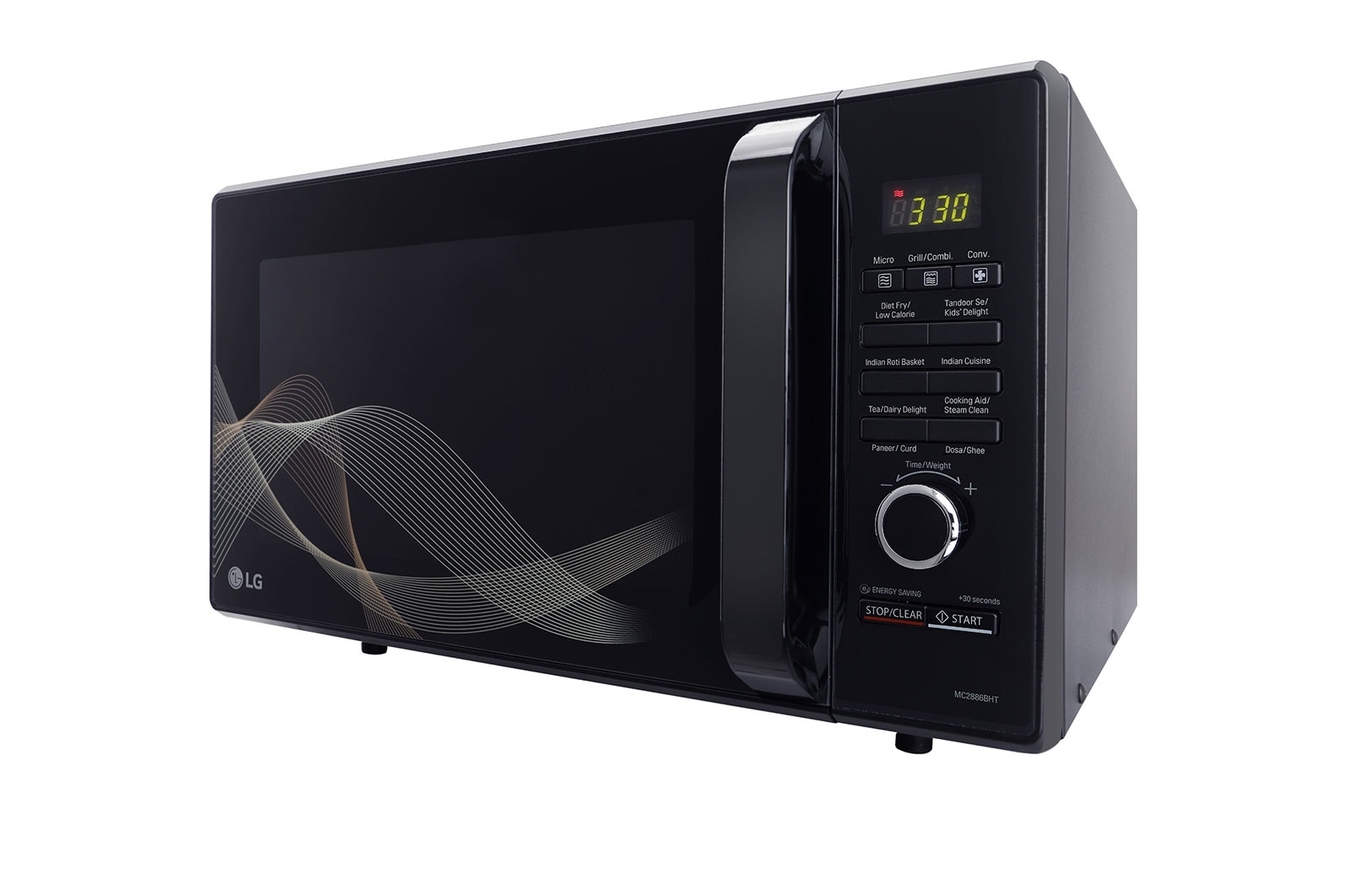 LG 28 L All-In-One Convection Microwave Oven with Diet Fry?, 251 Auto Cook Menu, Roti Basket, Health Plus Menu, Black, MC2886BHT