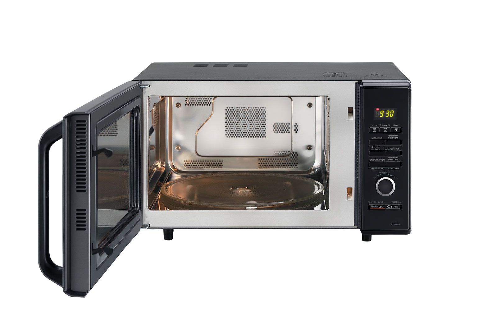 LG 28 L Convection Microwave Oven with Roti Basket, 30 Healthy Heart Recipes, Diet Fry?, Motorised Rotisserie, Black, MC2886BPUM