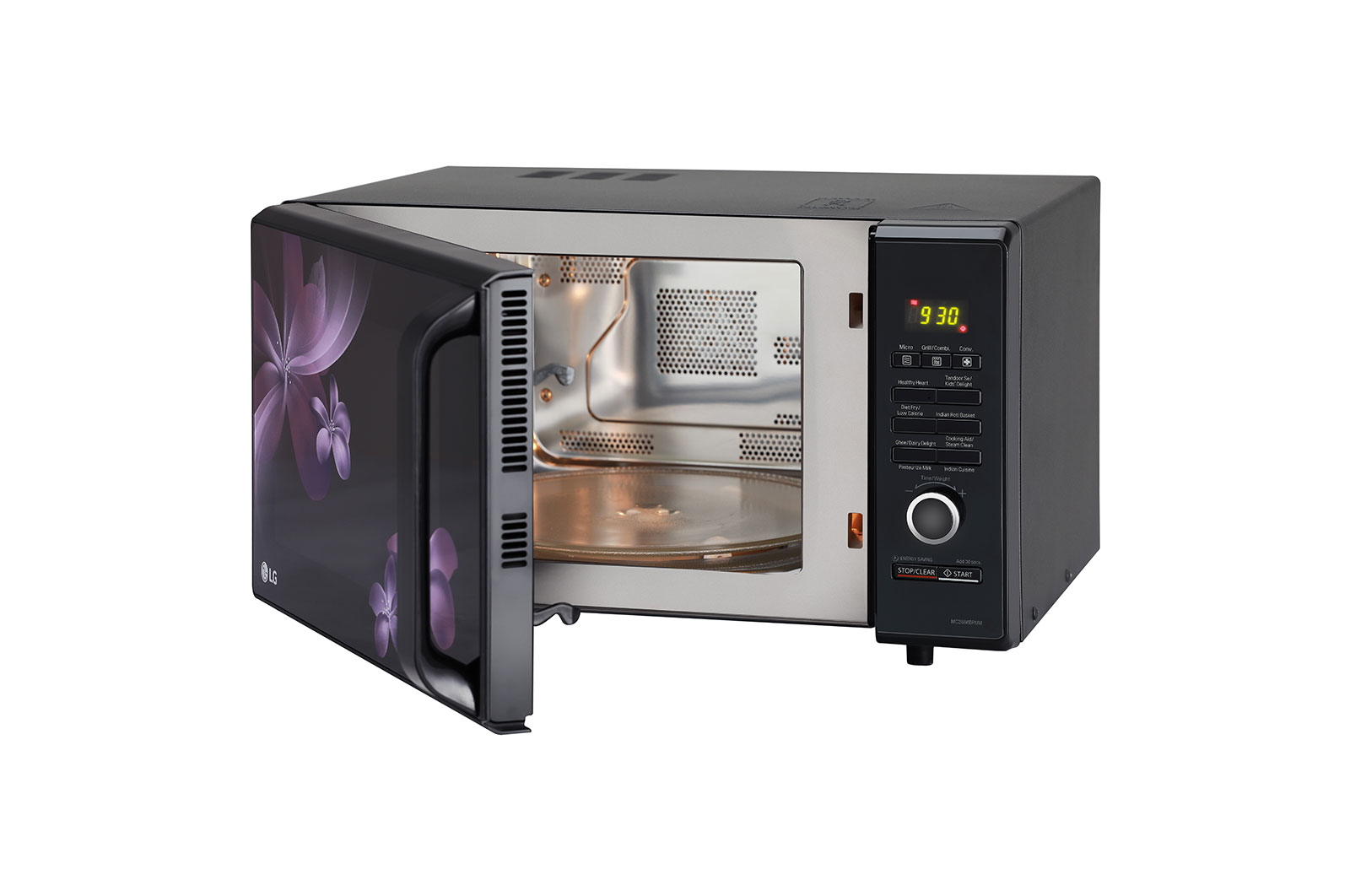 LG 28 L Convection Microwave Oven with Roti Basket, 30 Healthy Heart Recipes, Diet Fry?, Motorised Rotisserie, Black, MC2886BPUM
