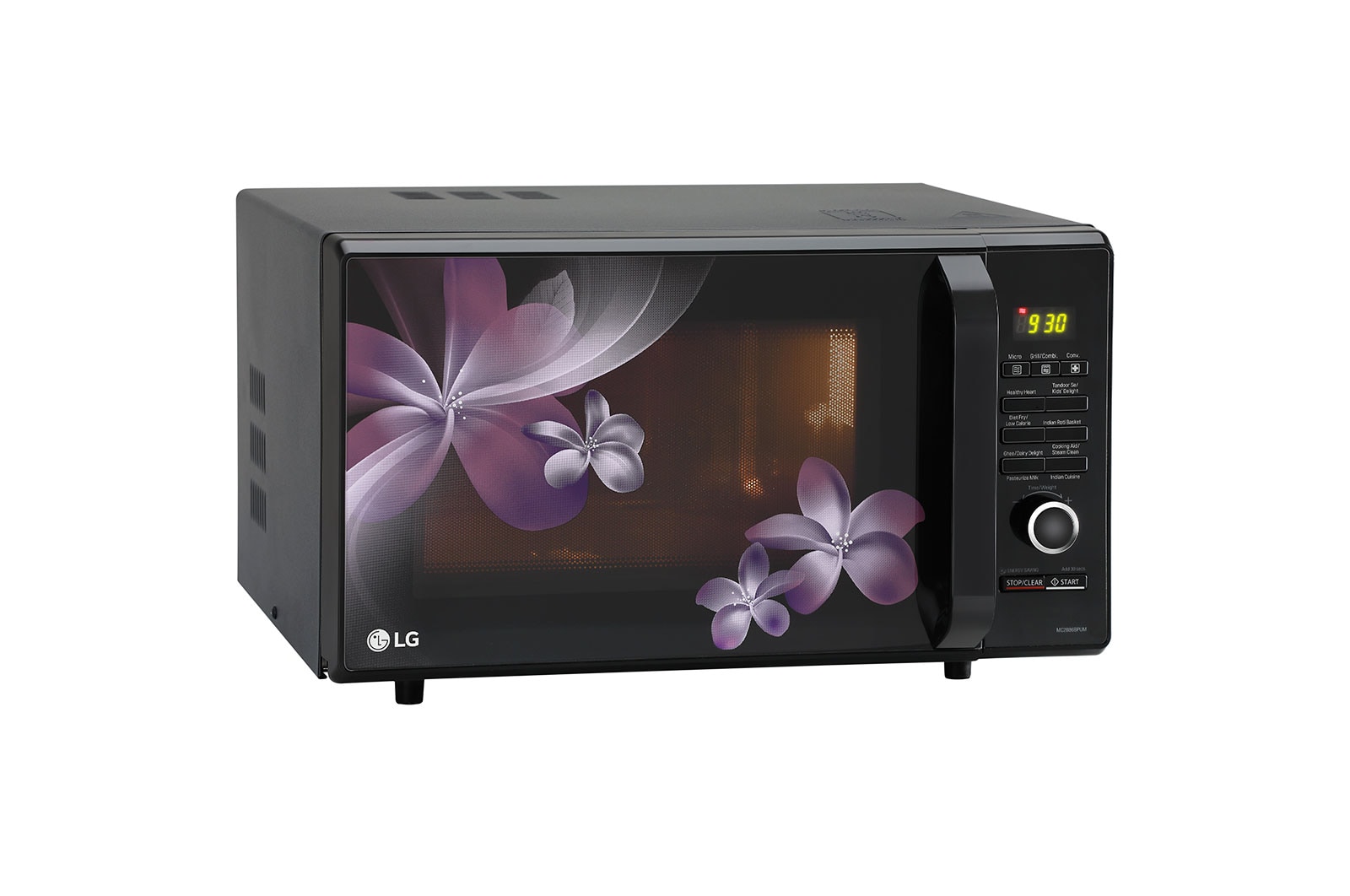 LG 28 L Convection Microwave Oven with Roti Basket, 30 Healthy Heart Recipes, Diet Fry?, Motorised Rotisserie, Black, MC2886BPUM