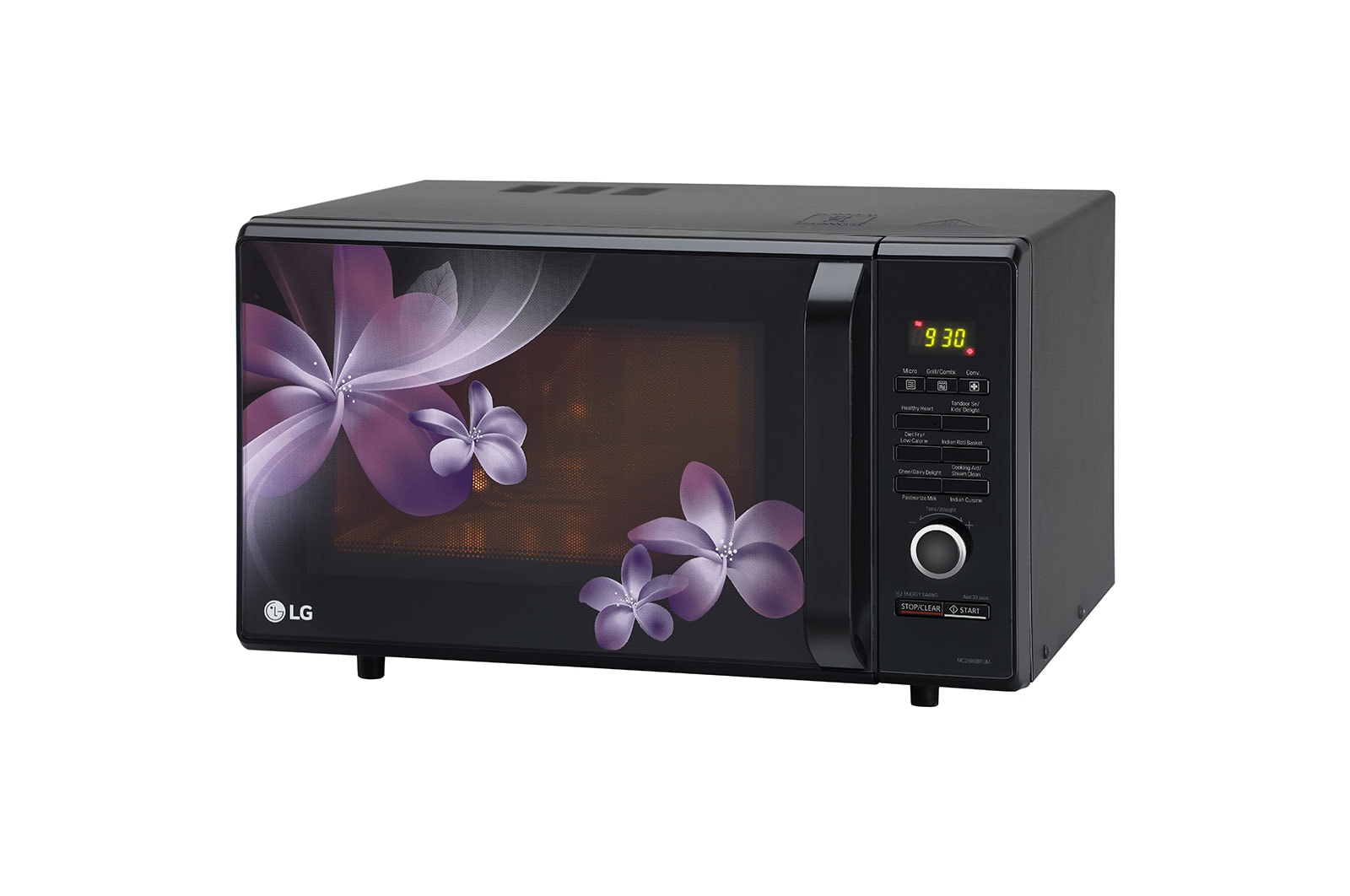 LG 28 L Convection Microwave Oven with Roti Basket, 30 Healthy Heart Recipes, Diet Fry?, Motorised Rotisserie, Black, MC2886BPUM