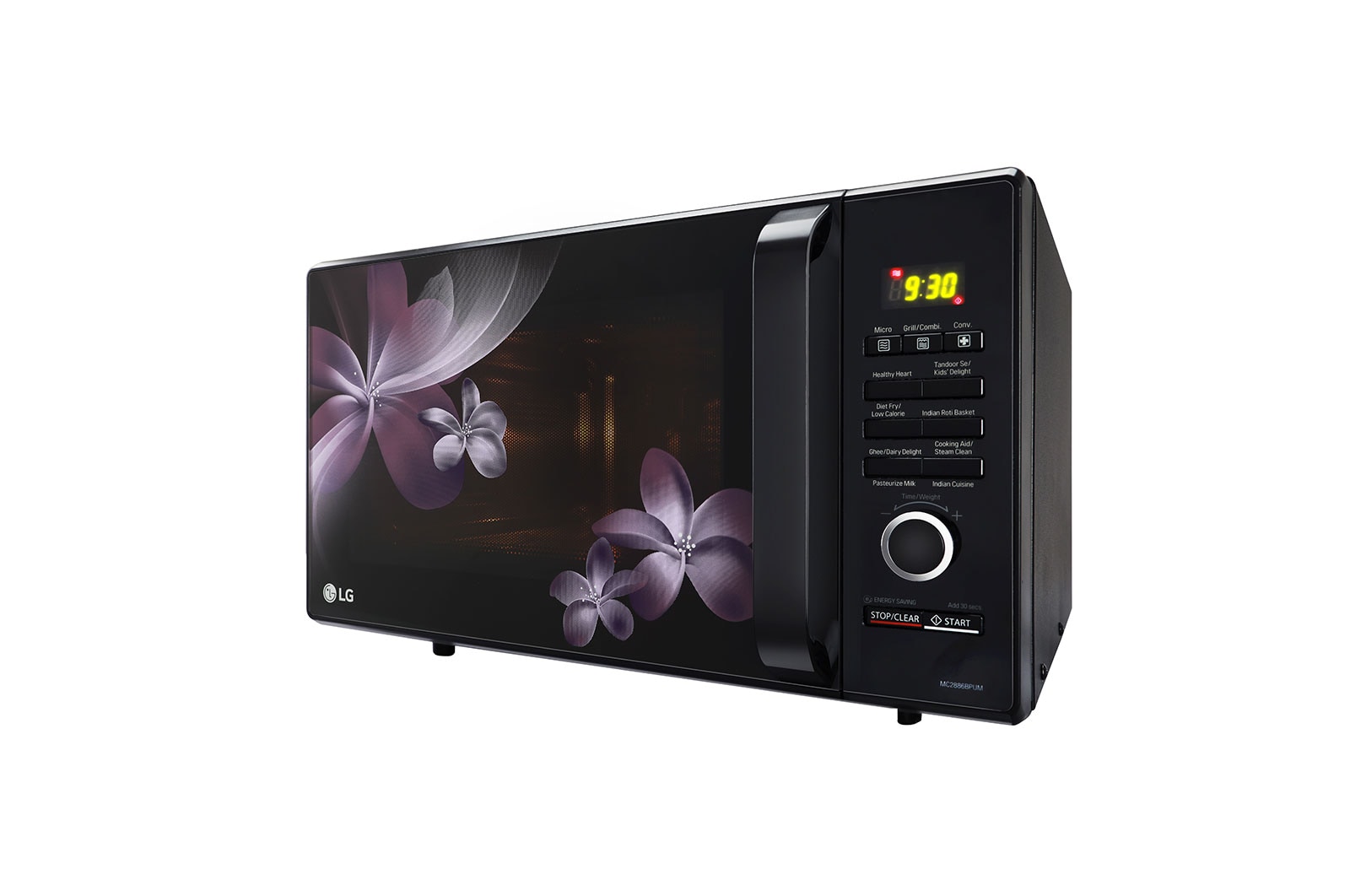 LG 28 L Convection Microwave Oven with Roti Basket, 30 Healthy Heart Recipes, Diet Fry?, Motorised Rotisserie, Black, MC2886BPUM